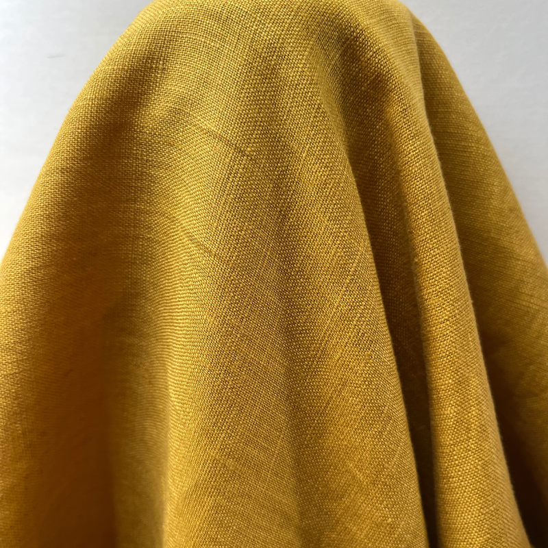 Lyla Linen Tumeric . $34.00/metre