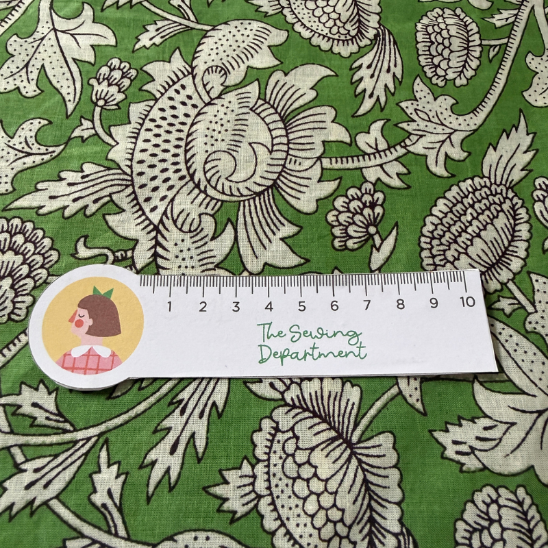 Flora Green Cotton Block