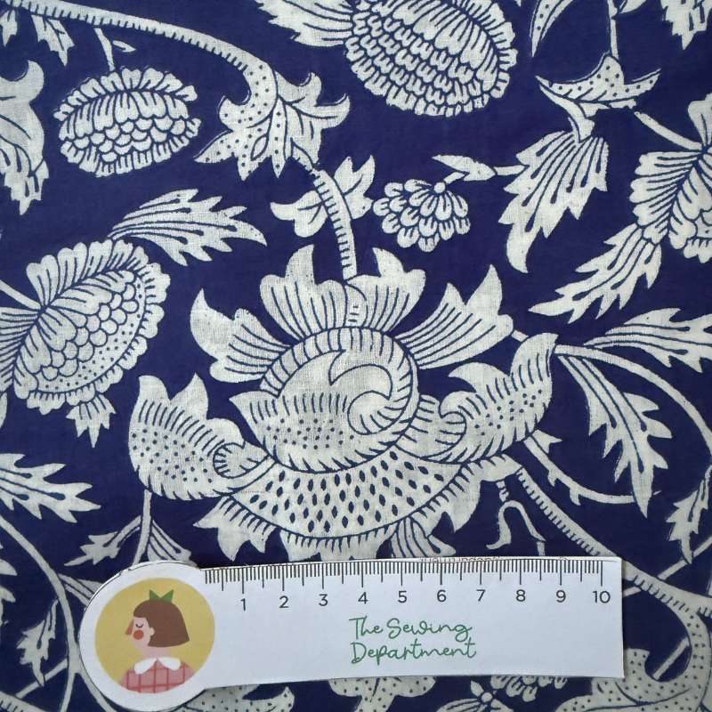 Flora Sapphire Cotton Block