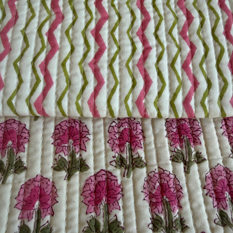 Quilted Cotton Block - Peony Zigzag