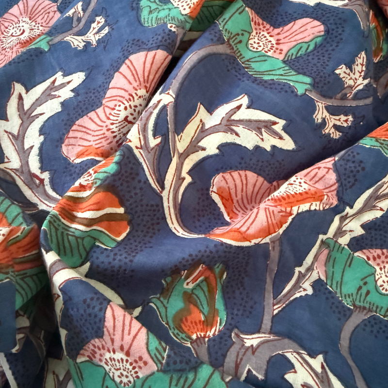 Anemone Indigo Cotton Block