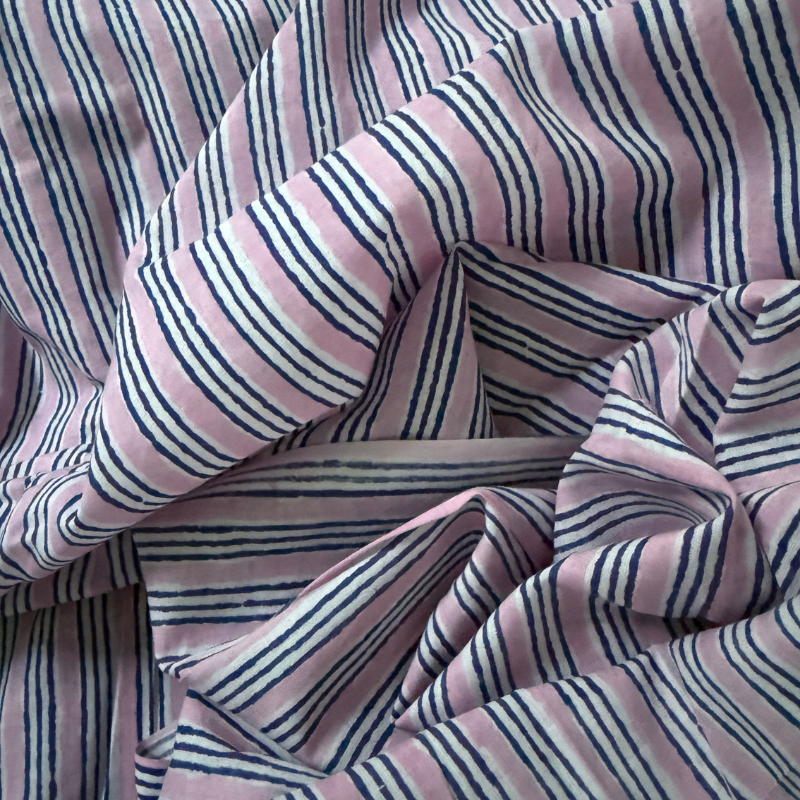 Sasha Blush Cotton Block Stripe
