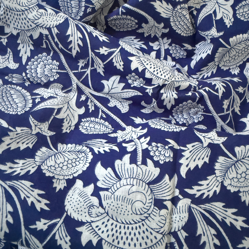 Flora Sapphire Cotton Block