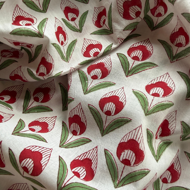 Red Tulip Cotton Block