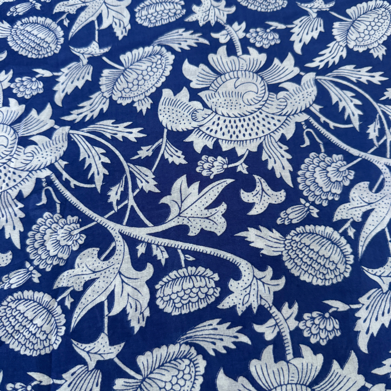 Flora Sapphire Cotton Block