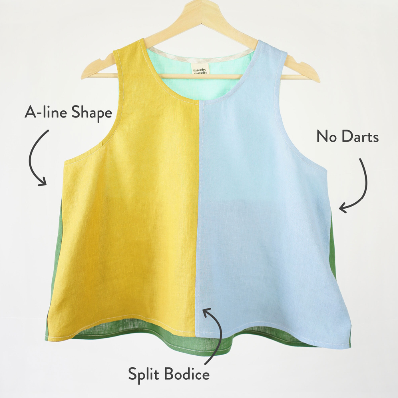 Matchy Matchy Sewing Club Peplum Split Tank PDF Pattern