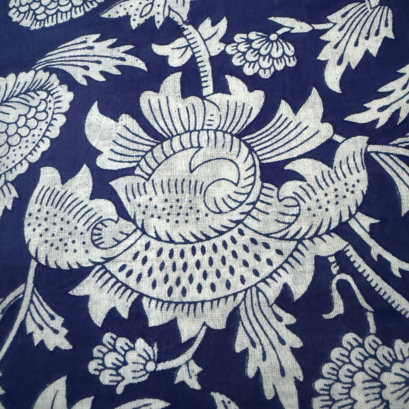 Flora Sapphire Cotton Block