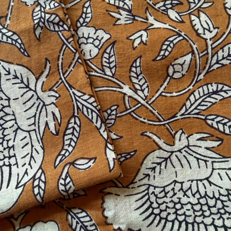 Flora Gold Cotton Block