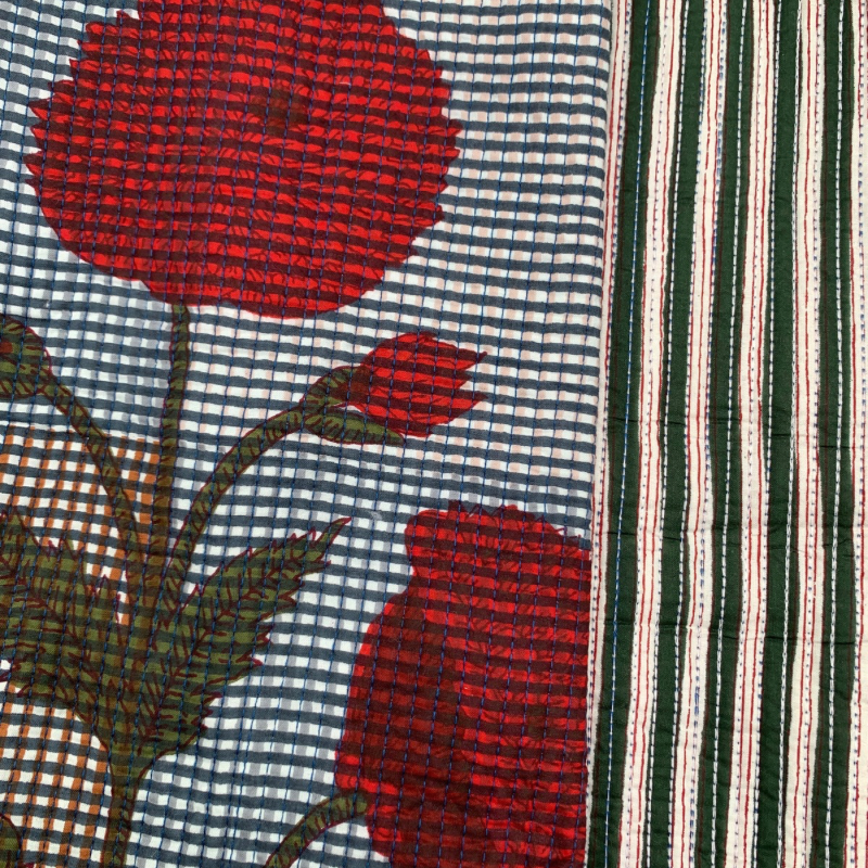 Quilted Cotton Block - Ruby Steel