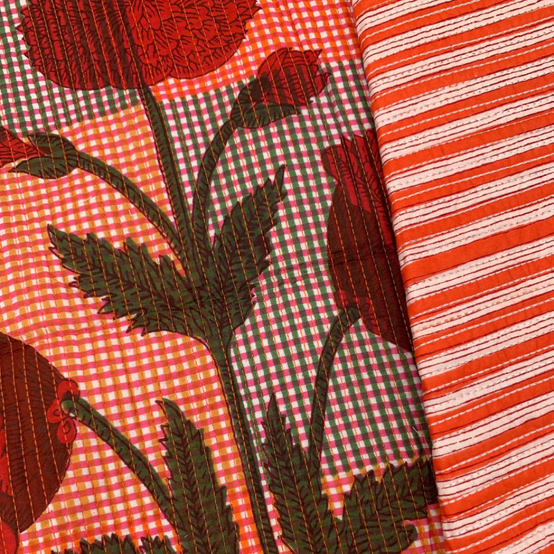 Ruby Check Cotton Block Quilted