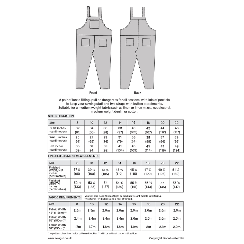 Sewing Pattern Dungarees