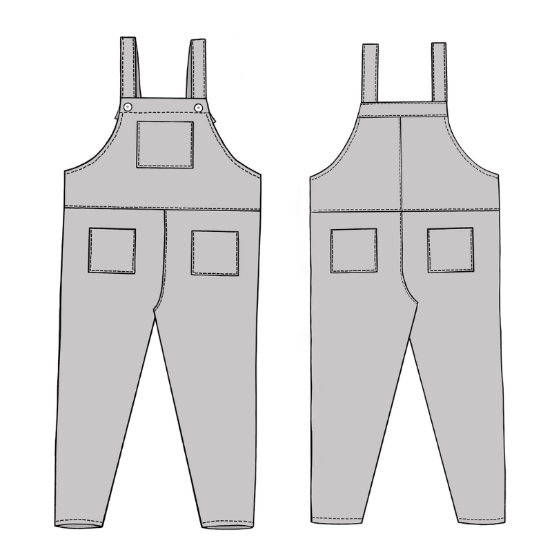 Overalls with straps on a white background