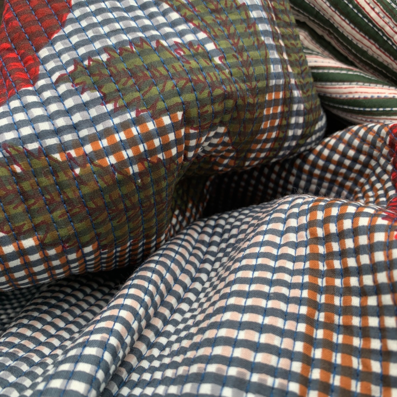 Quilted Cotton Block - Ruby Steel