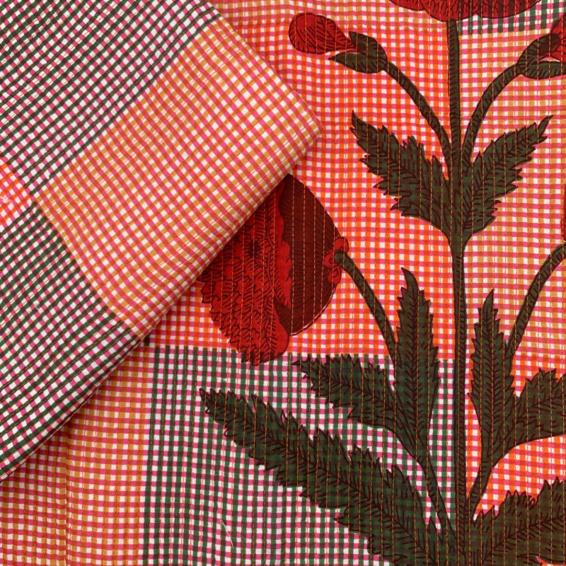 Ruby Check Cotton Block Quilted