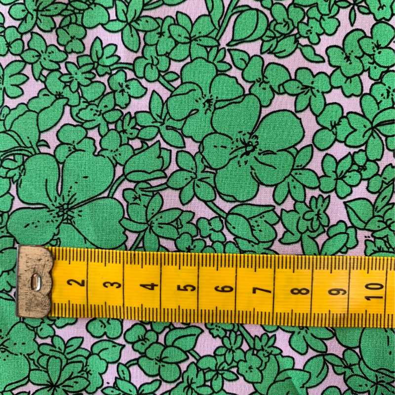 Flora cotton fabric mint with measure tape