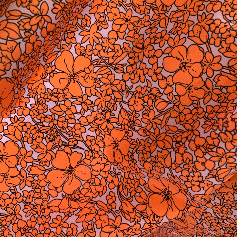Flora cotton fabric tangerine