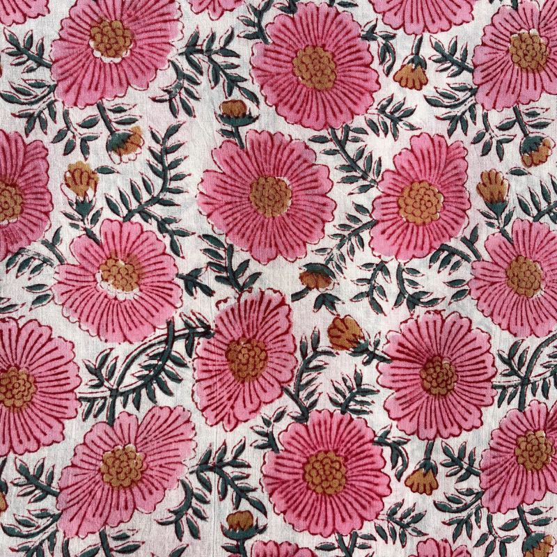 Peachy Cotton Block Print . $29.00/metre