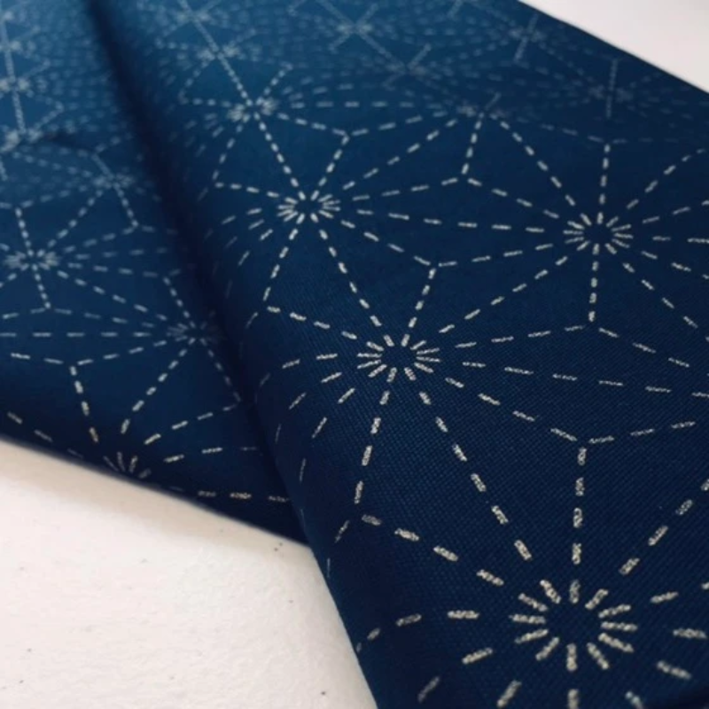 Pre-Stencilled Sashiko Fabric -Asanoha