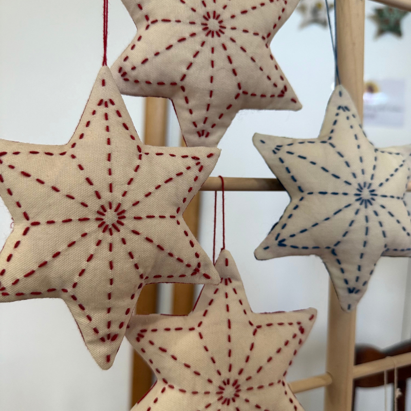 Pre-Stencilled Sashiko Fabric -Asanoha