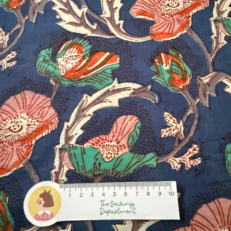 Anemone Indigo Cotton Block