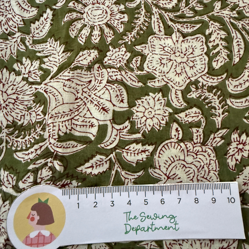 Flora Sage Cotton Block