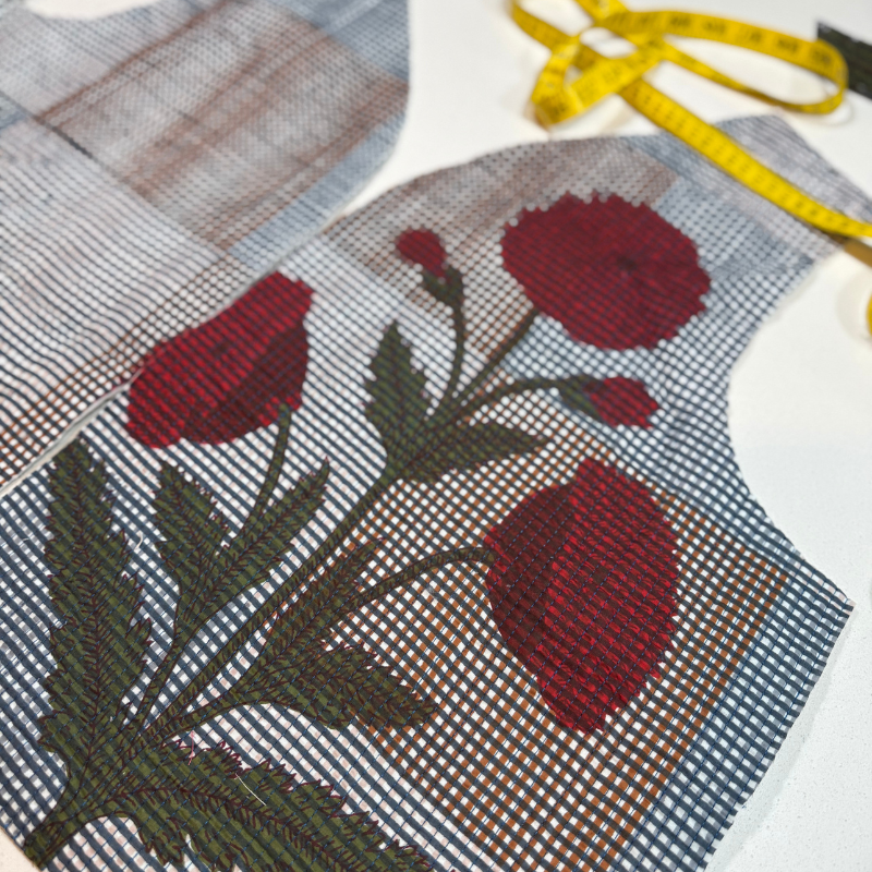 Quilted Cotton Block - Ruby Steel