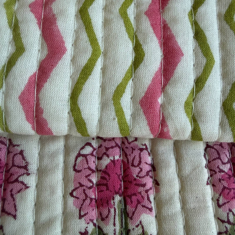 Quilted Cotton Block - Peony Zigzag