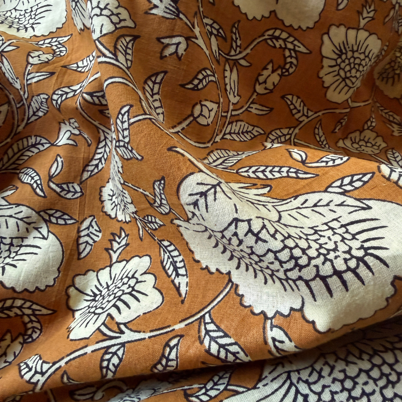 Flora Gold Cotton Block