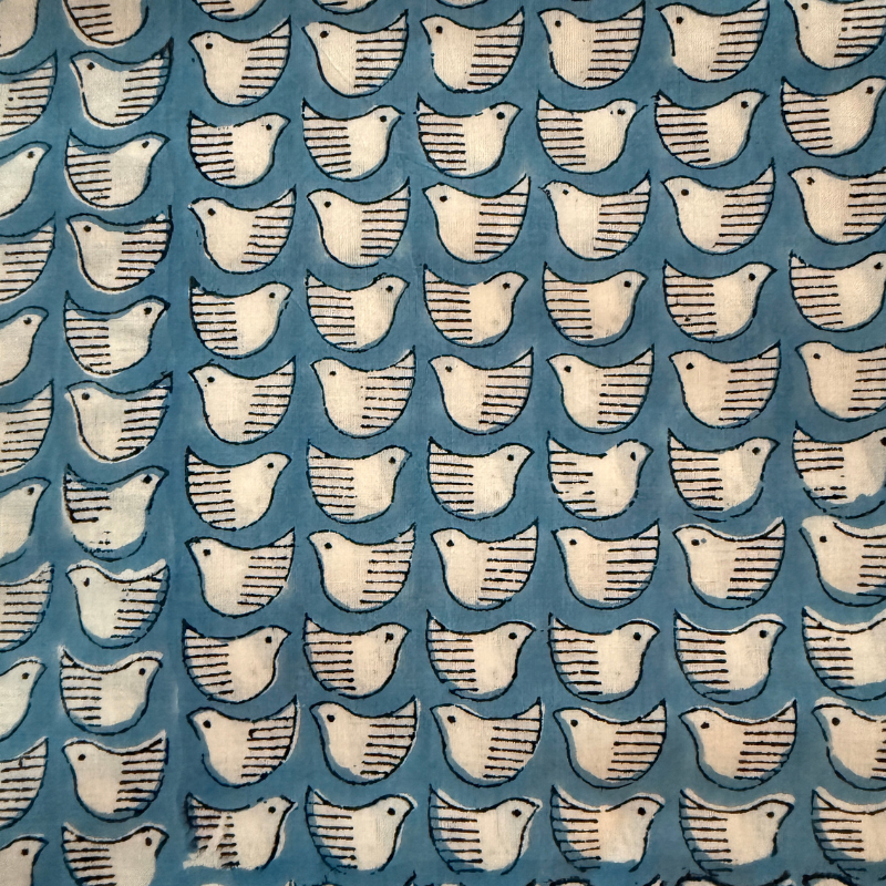 Blue Birdy Cotton Block