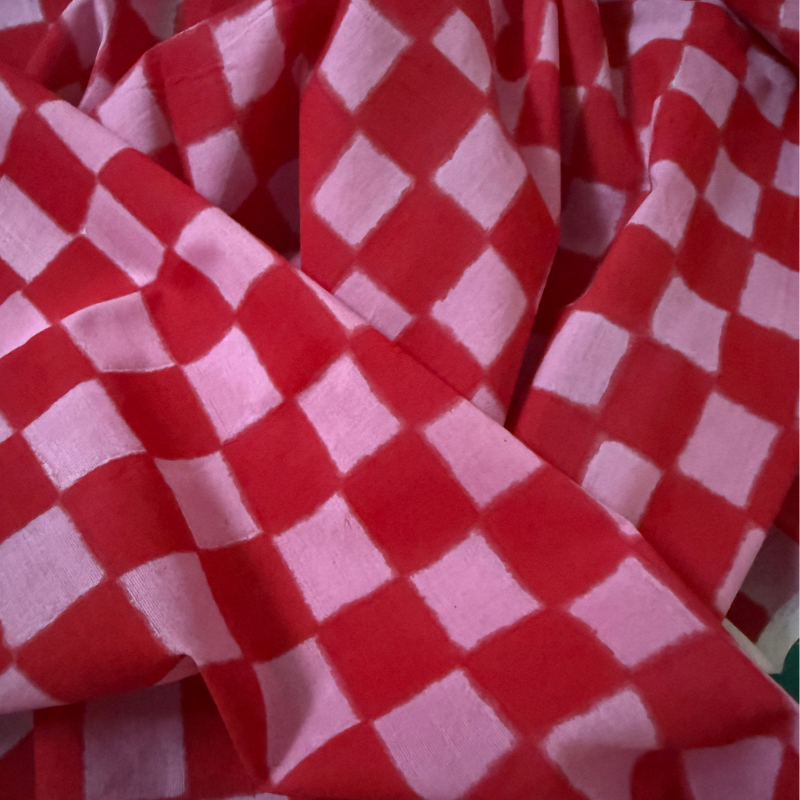 Jackie Check Raspberry Cotton Block