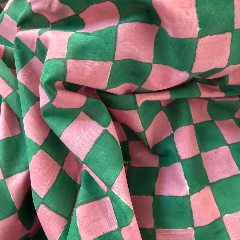 Jackie Check Emerald Cotton Block