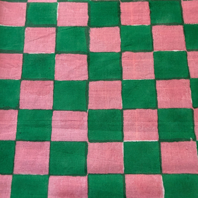 Jackie Check Emerald Cotton Block
