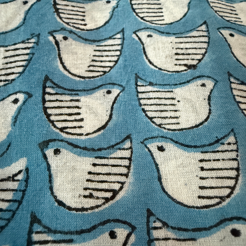 Blue Birdy Cotton Block