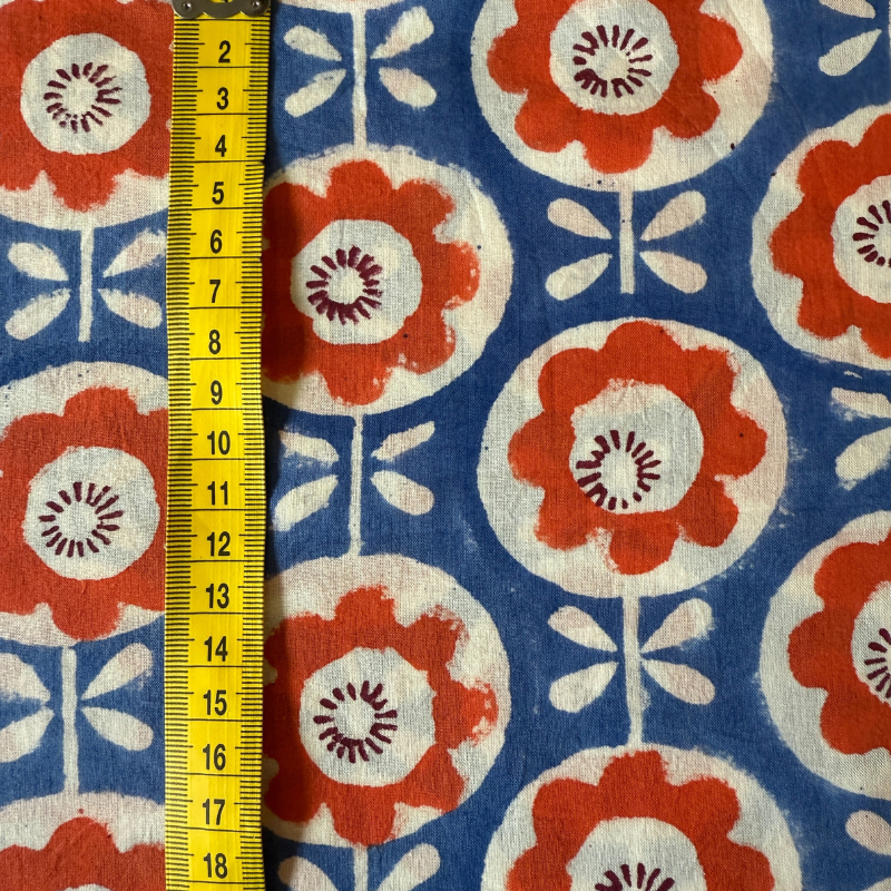 Sabina Sapphire Flower Cotton Block Print