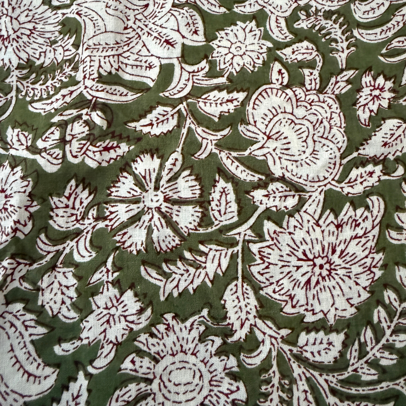 Flora Sage Cotton Block