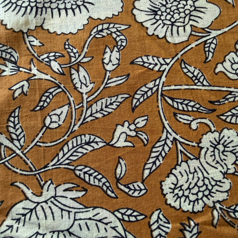 Flora Gold Cotton Block