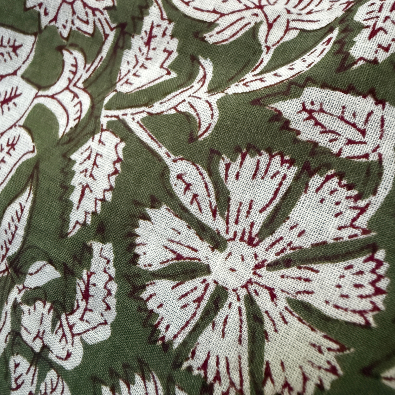 Flora Sage Cotton Block