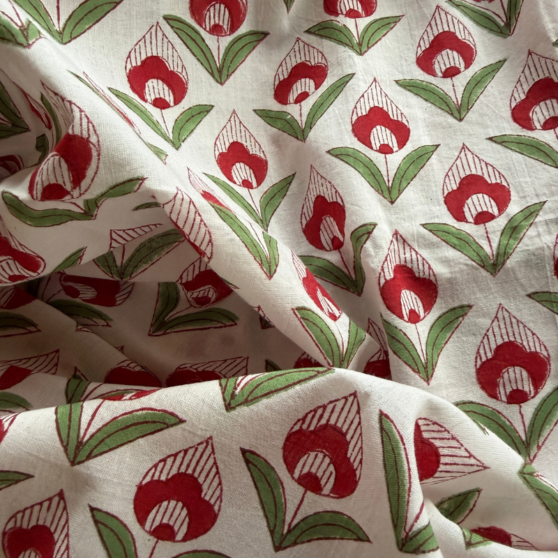 Red Tulip Cotton Block