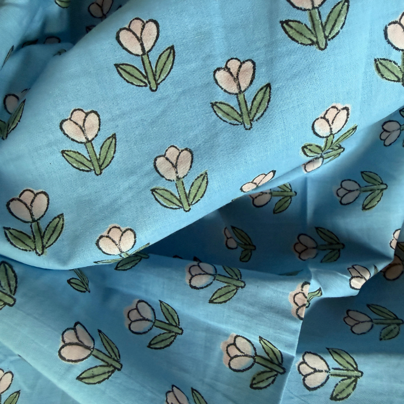 Bluebell Flora Cotton Block