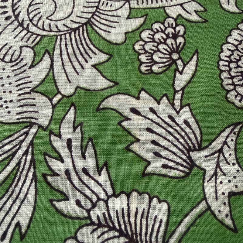 Flora Green Cotton Block