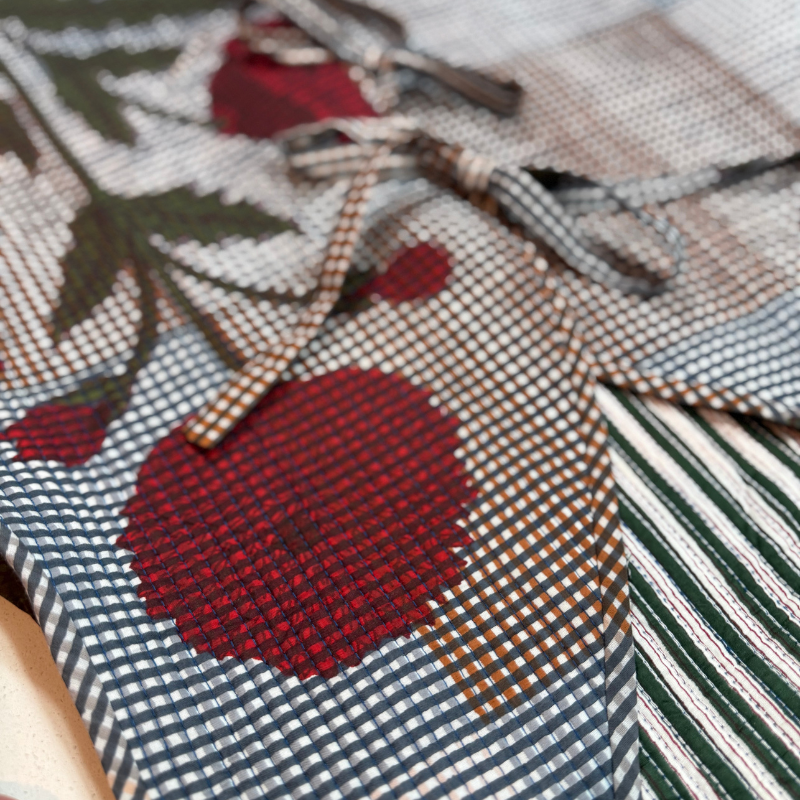 Quilted Cotton Block - Ruby Steel