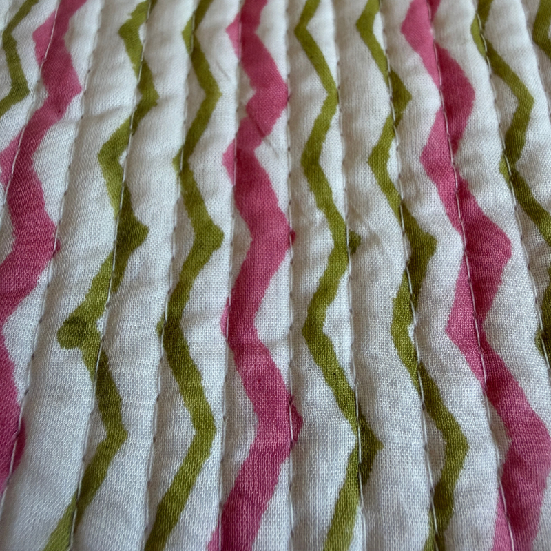 Quilted Cotton Block - Peony Zigzag