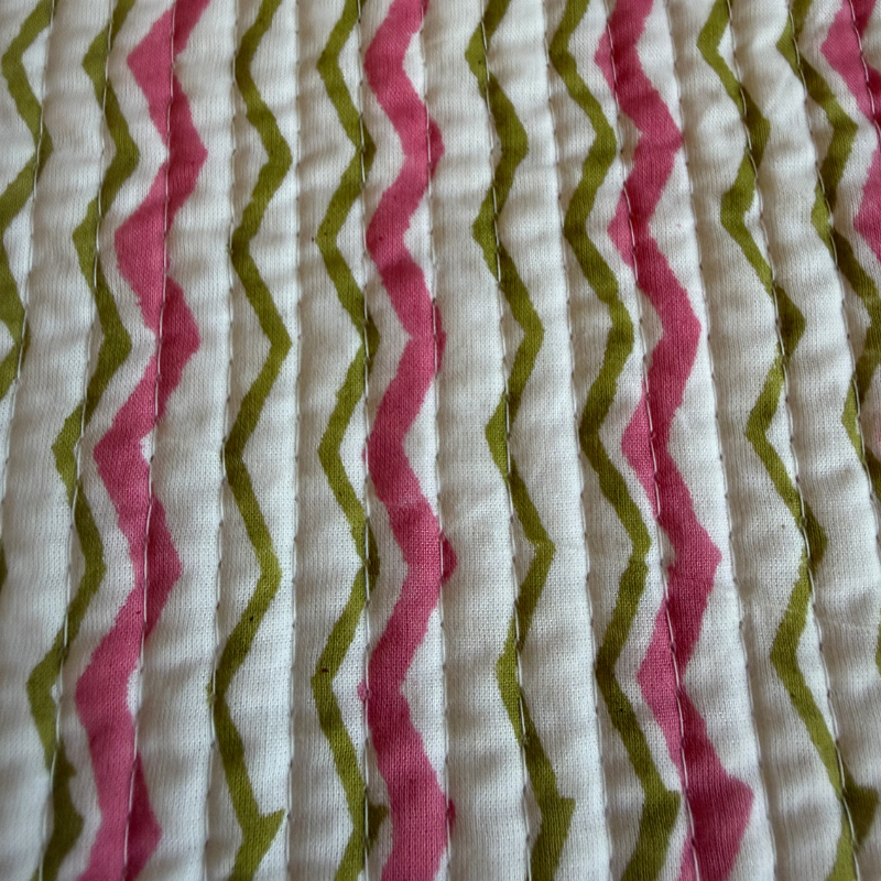 Quilted Cotton Block - Peony Zigzag