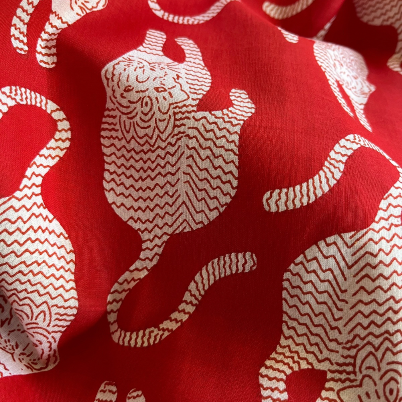 Kitty Cotton Block Red