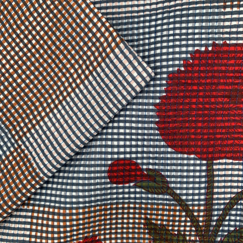 Quilted Cotton Block - Ruby Steel