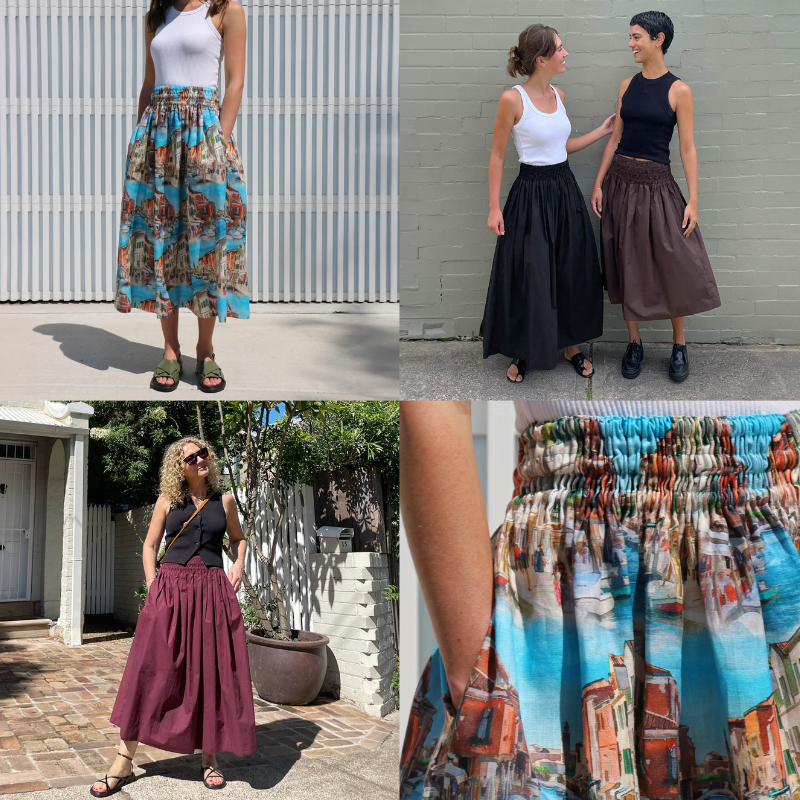 Multi Elastic Waist Skirt