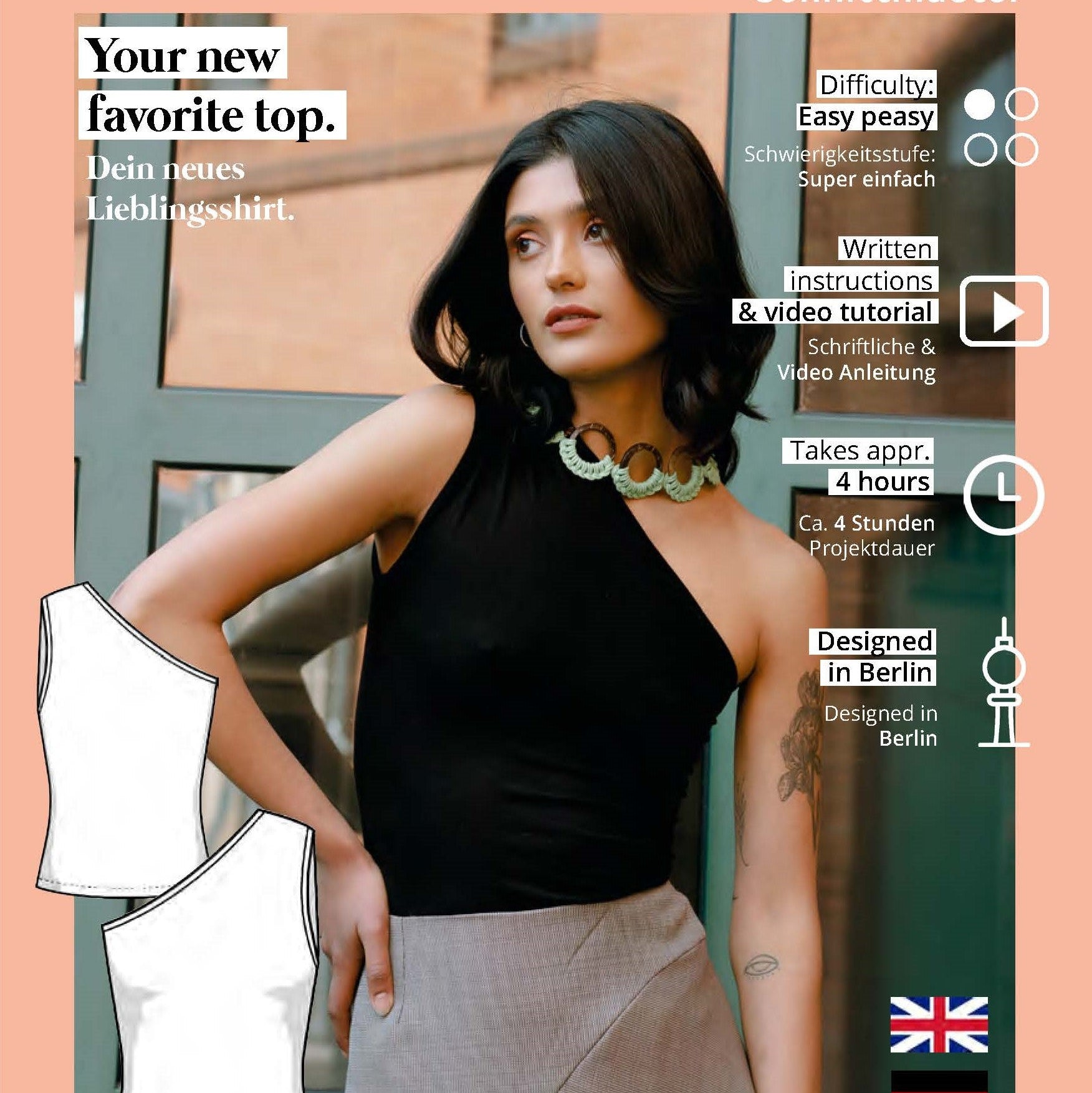 Asymmetrisches Top Schnittmuster CARA
