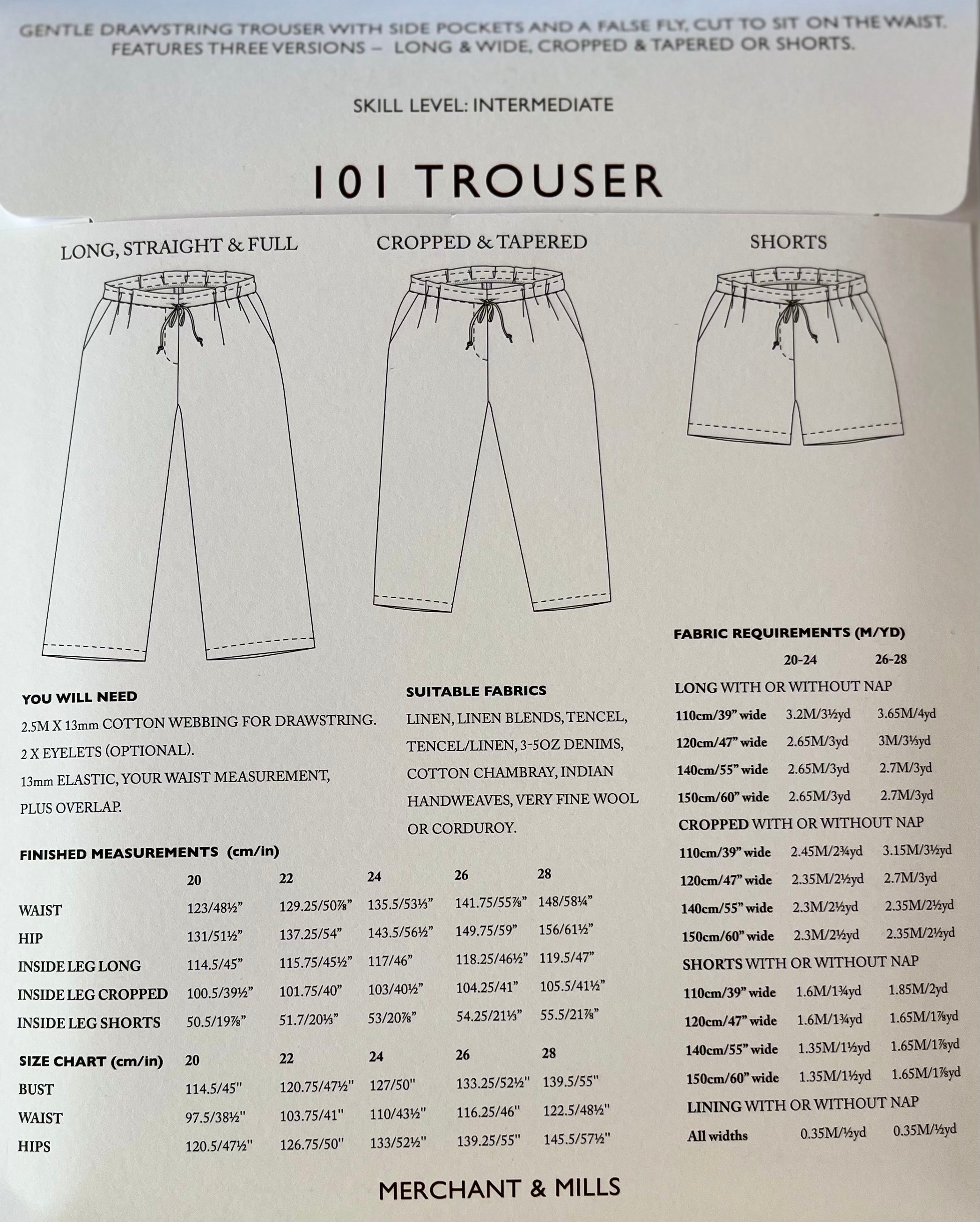 Merchant & Mills 101 Trouser